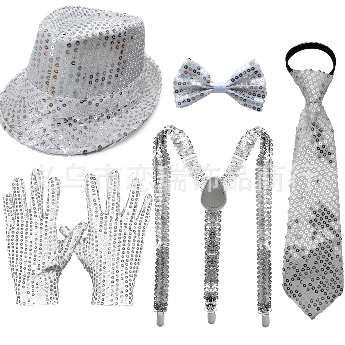 70s DISCO espectáculo accesorios esquinilla sombrero corbata guantes cinturón hombre conjunto Xiaoyin TEMU en stock