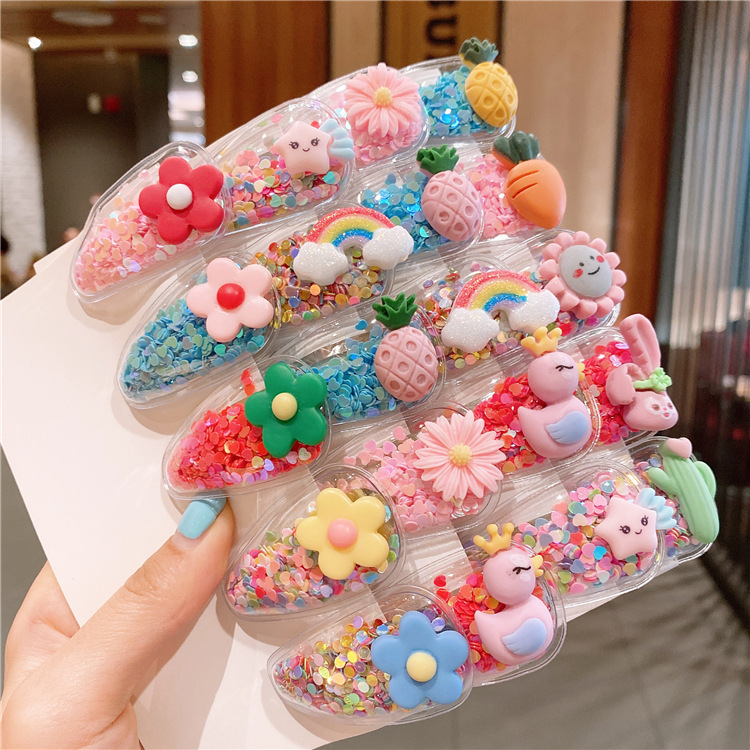 150g Weight Hair Accessories Classification Cartoon 5-Piece Set, Cartoon 10 PCs Set, Cartoon 20-Piece Set Quantity Business Occasion Flower Pattern Kid'S Gender Cartoon Style Style Children's Fruit Hairpin Cute Girl Small Daisy Headdress 5