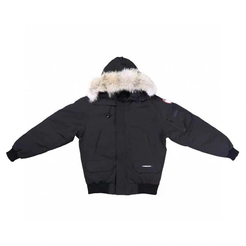 Ganso 01 chaqueta corta de piloto pareja de invierno hombre y mujer chaqueta de plumón abrigo cuello de pelo grueso moda cálida