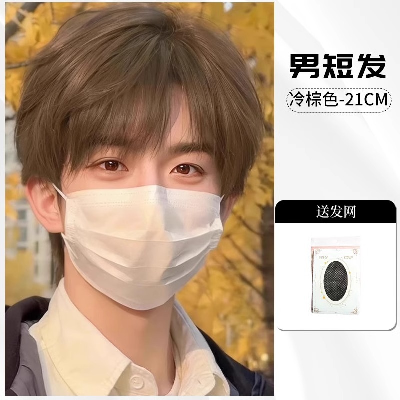 Peluca Hombre Cubierta completa Coreano Niños Cabello Corto Corto Hombre Natural y esponjoso Juego de peluca de simulación para hombre