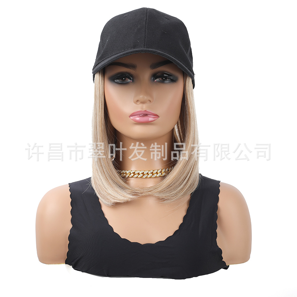 Sombrero pelucas fibra química corta pelo recto Bobo cabeza en una peluca de moda pelucas 10 pulgadas