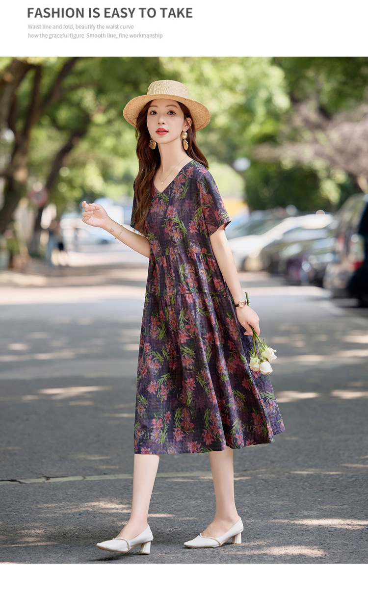 Đầm maxi nữ cotton linen in họa tiết thắt eo 2025 — Màu ảnh 03, Màu ảnh 04, Màu ảnh 01, Màu ảnh 02 chi tiết 20
