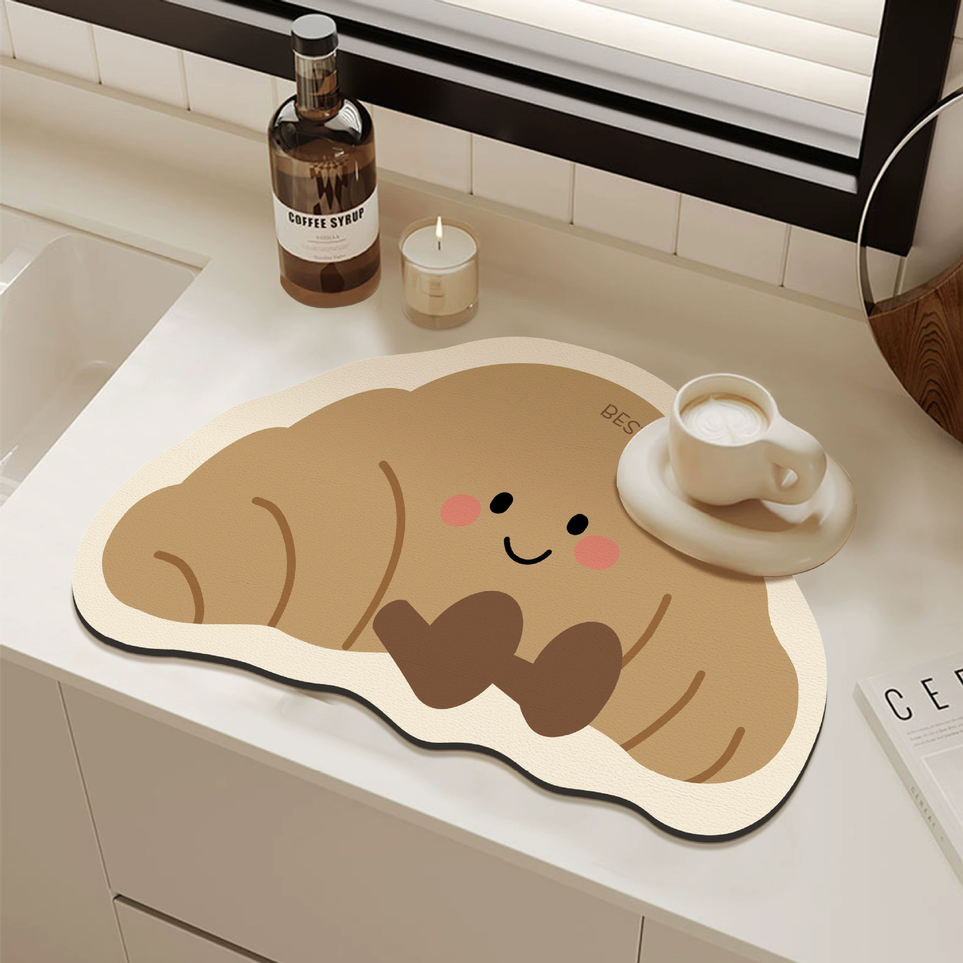 Мультяшный хлеб слитый коврик для кофемашины из диатомовой грязи коврик для американской кухни столешница для абсорбции обеденный стол для бара коврик оптом