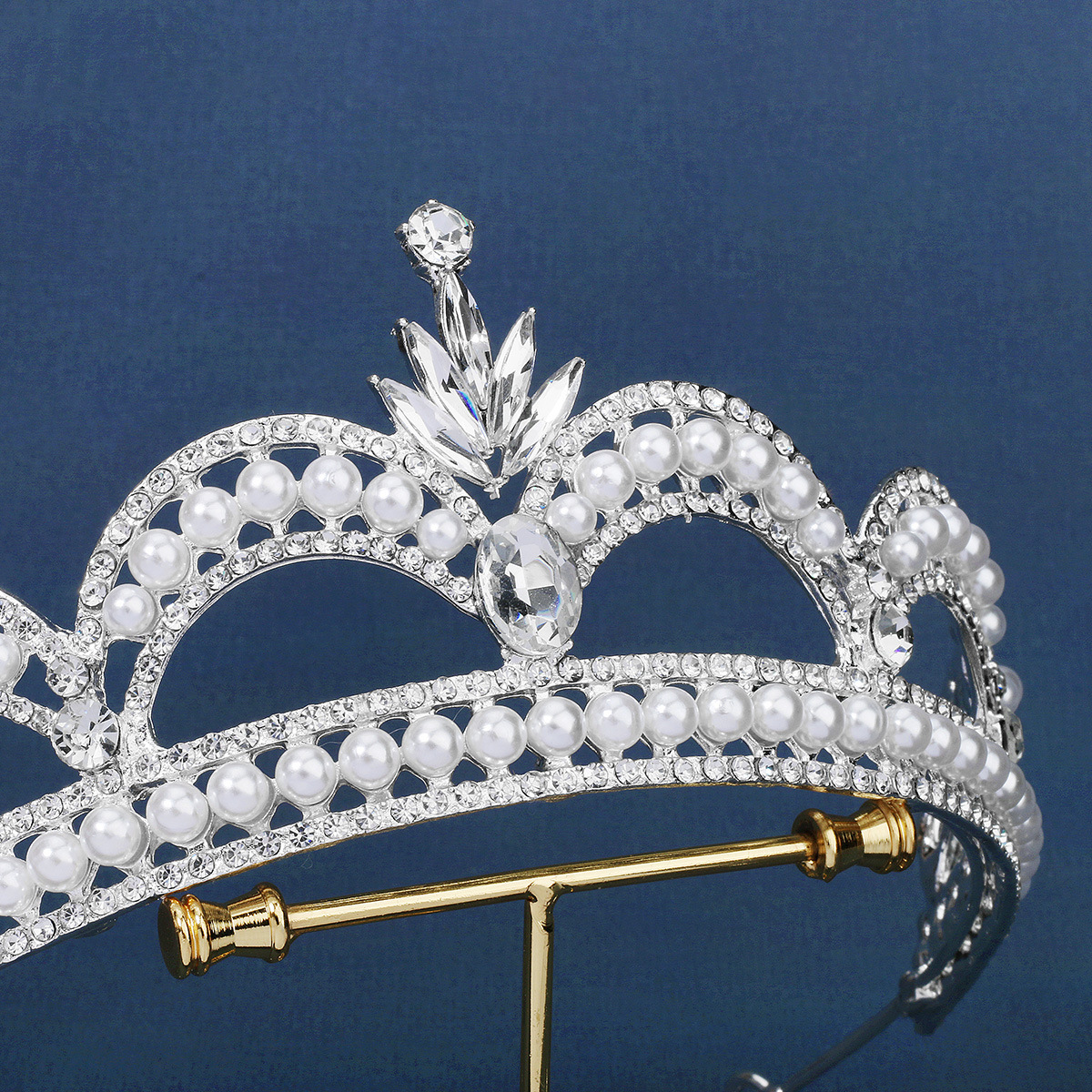 Retro Waves Alloy Inlay Artificial Pearls Rhinestones 1 Piece