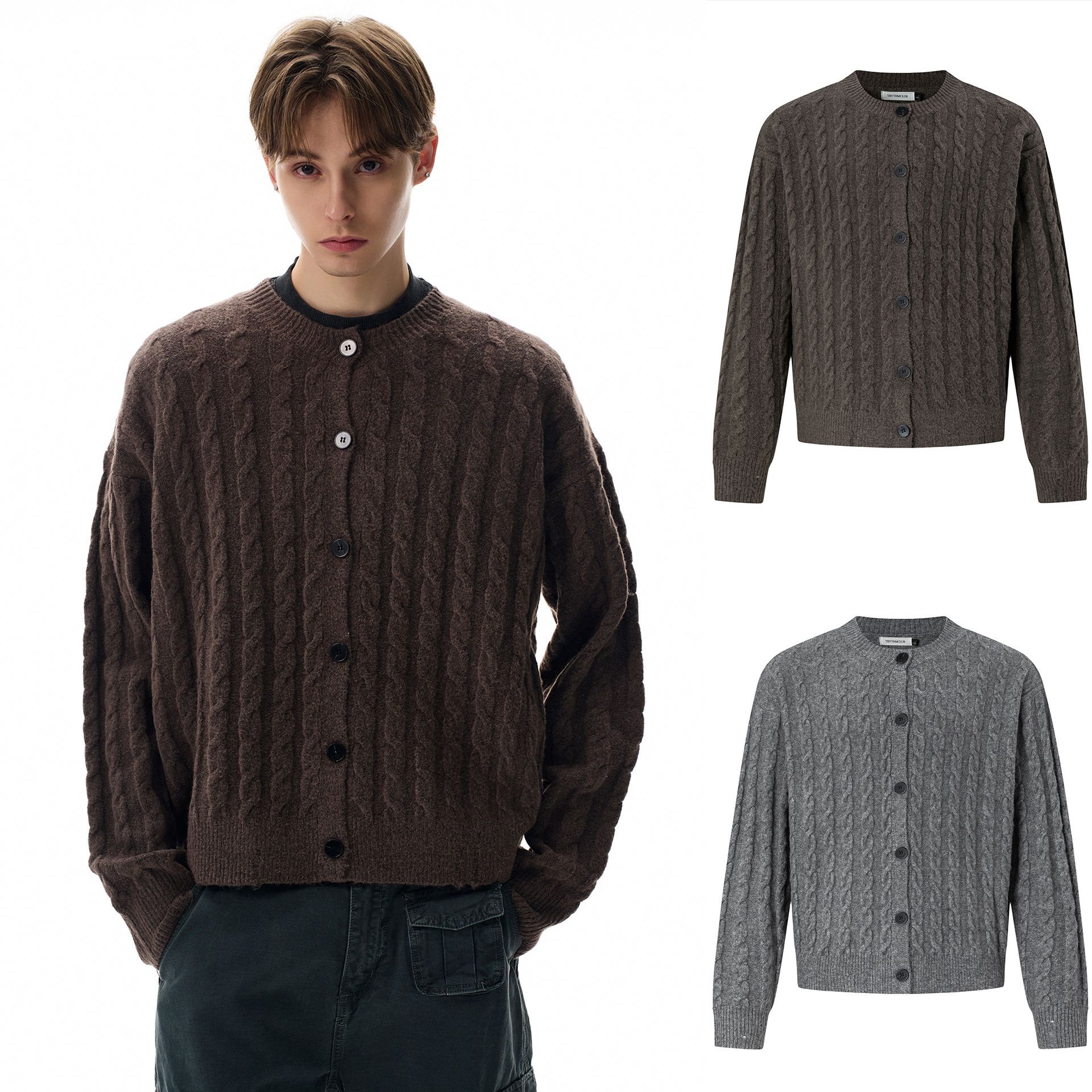 Cardigan chaqueta suéter de punto hombre viejo dinero estilo de negocios corto invierno suéter de otoño comercio exterior al por mayor transfronterizo