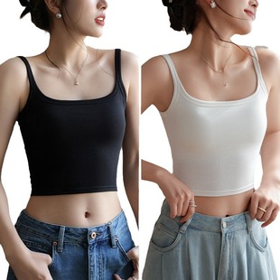 Beautiful Back Underwear Bra All-in-One Vest Sling Women's Summer Belt Chest Pad Black Inner Breathable Outer Wear Tube Top Base