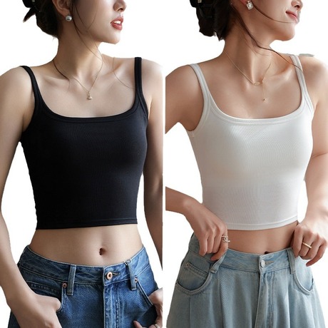 美背内衣文胸一体背心吊带女夏带胸垫黑色内搭透气外穿抹胸打底