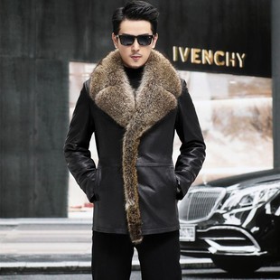 2025 Haining Winter New Classy Men's Genuine Leather Jacket Cowhide Mid-Length Fur Jacket Thickeneded and Warm
