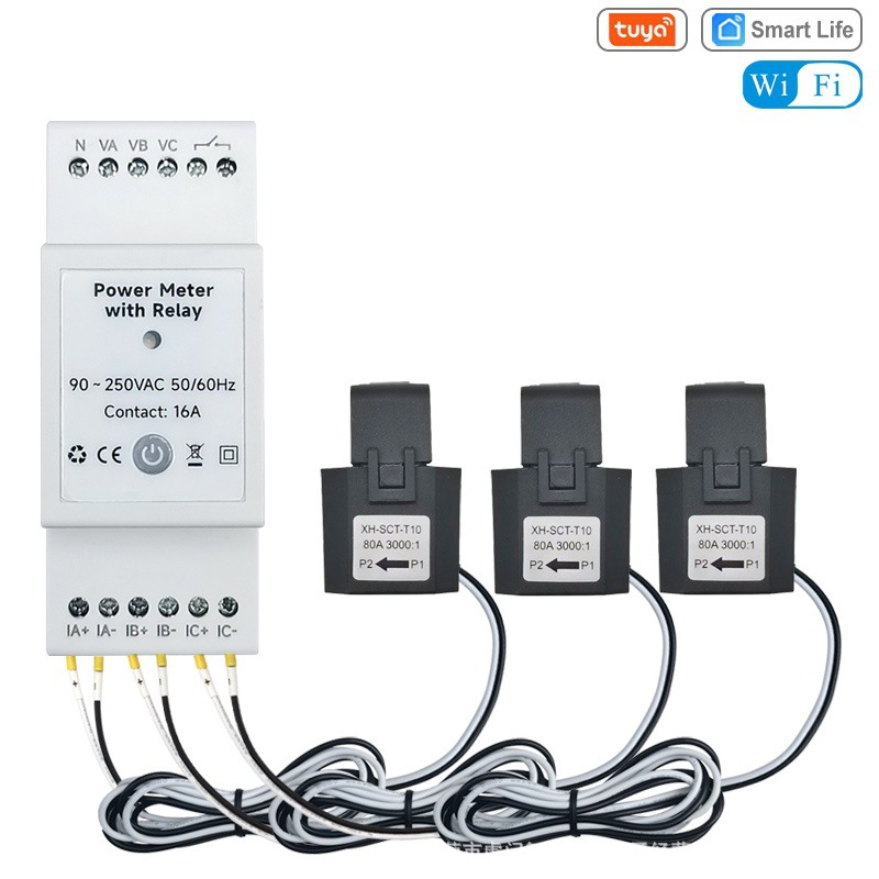 涂鸦智能WiFi电能双向三相带干接点开关 App监测 80A AC110V/240V