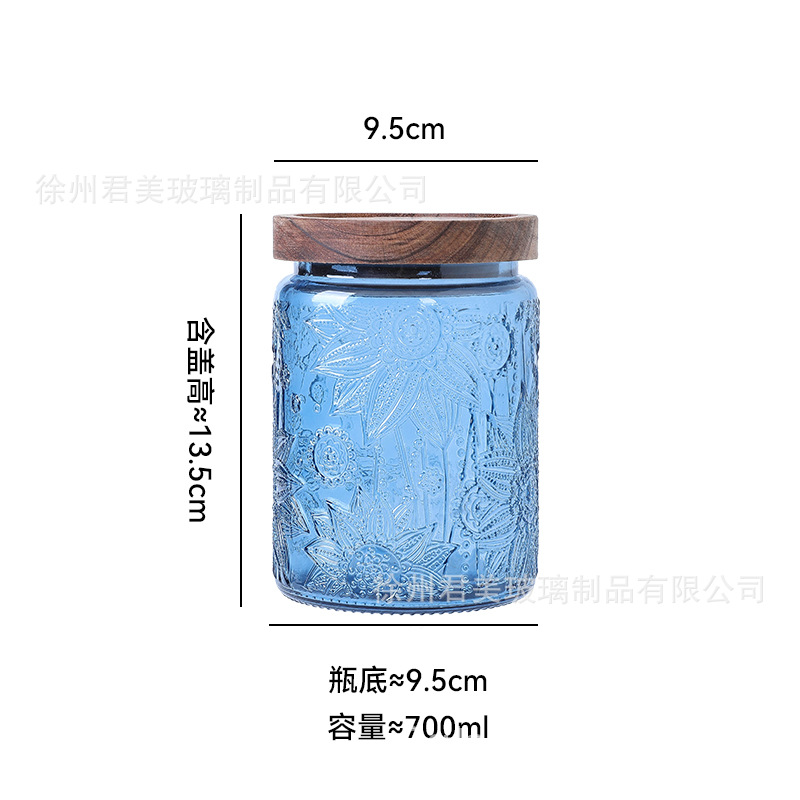 700ml tanque de almacenamiento de vidrio colorido begonia cocina casera granos de café té granos de granos latas de sellado al por mayor