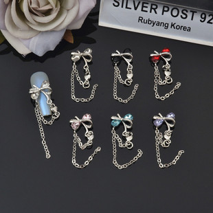 Nail bow diamond alloy Jewelry pendant chain tassel silver nail butterfly tassel wear nail cross