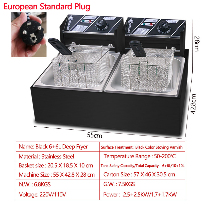 Freidora Eléctrica de Gran Capacidad con Suministro Directo de Fábrica para Comercio Electrónico Transfronterizo, 110V/220V, Estándar EE. UU./UE/RU, Envío Gratuito