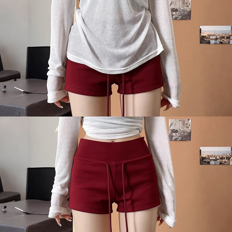 Red Hot Girl Sports Shorts Women's Summer 2025 New Small Drawstring Yoga Hip Slimming Low Waist Hot Pants Red Hot Girl Sports Shorts Women's Summer 2025 New Small Drawstring Yoga Hip Slimming Low Waist Hot Pants