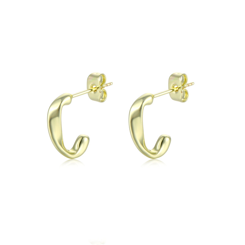 Bijoux Fantaisie Boucles D&#39;oreilles En Forme De C Bijoux Boucles D&#39;oreilles En Forme De C En Or 18 Carats display picture 1