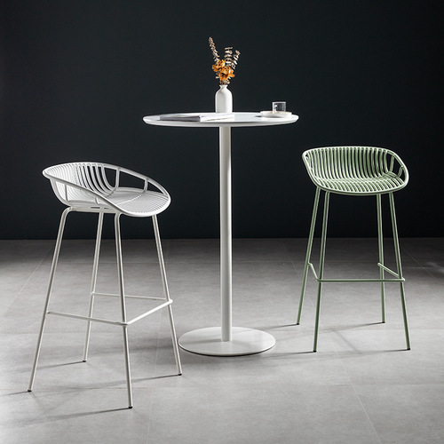Nordic iron bar table modern simple household solid wood high table bar milk tea shop round leisure bar table