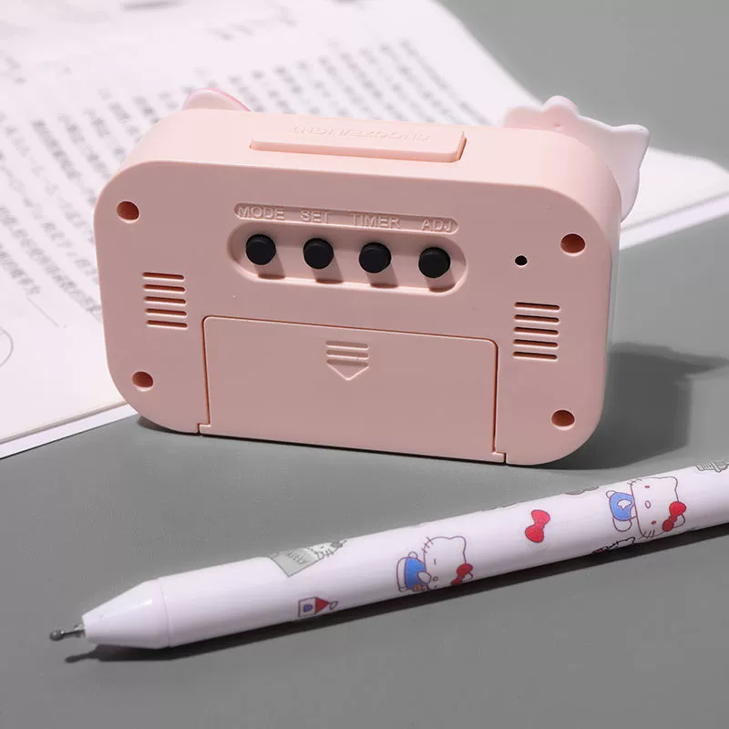 New kitty cat mini alarm clock luminous bedside clock cute portable multifunctional student dormitory clock