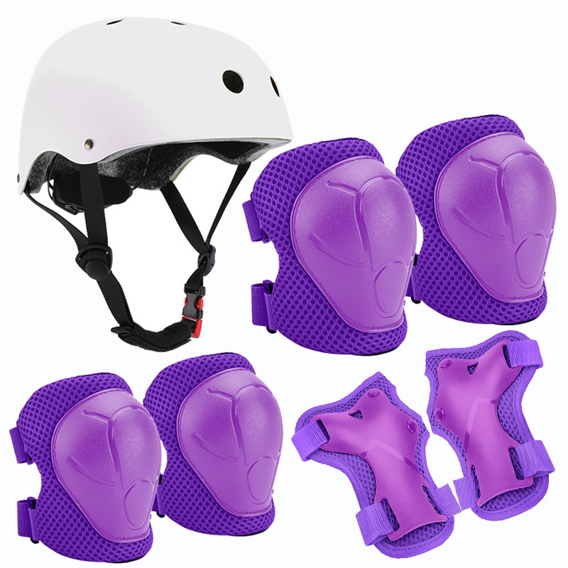 Conjunto de siete piezas púrpura y Blanco (incluido el casco)