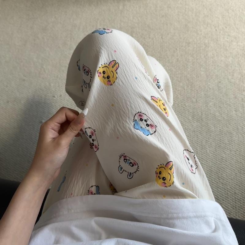 Primavera y verano · Pantalones de pijama casuales para mujeres pantalones a prueba de mosquitos rojos en línea 2025 nuevos pantalones caseros para llevar