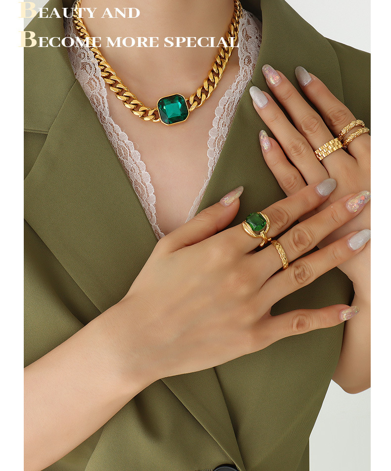 Fashion Geometric Titanium Steel Zircon Bracelets Necklace 1 Piece