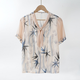 Mom's Summer Tops 2025 New Loose Short-Sleeved T-Shirt Women's Ice Silk Elastic Loose Version Middle-Aged and Elderly Shirts