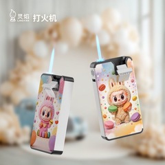 网红新款卡通可爱金属打火机防风蓝焰直冲下拉创意男友无