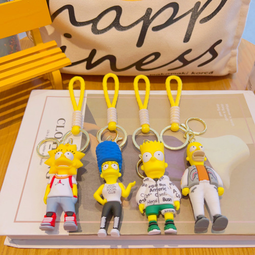 Simpsons Cartoon Silicone Keychain Doll Cute Pendant Doll Bag Pendant Keychain Small Jewelry Wholesale