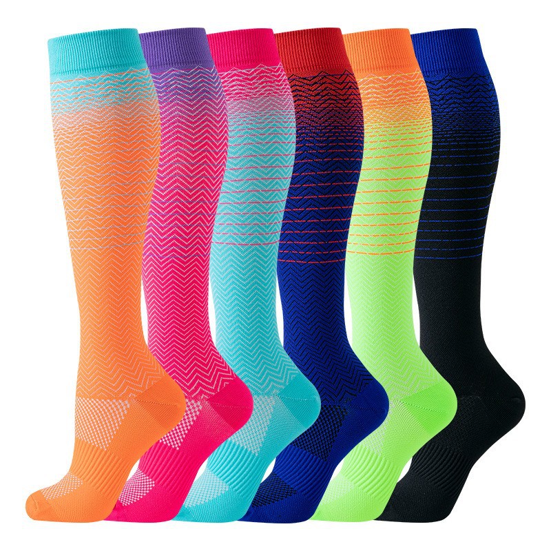 Juego de 6 pares de calcetines deportivos de compresión transfronterizos para fitness, calcetines largos de compresión para pantorrillas para hombres y mujeres, calcetines de compresión elásticos. image 30