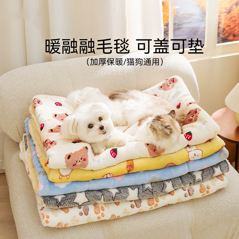 Фланелевый коврик мультфильм медведь теплый питомец коврик кошка одеяло собачье одеяло спальные принадлежности