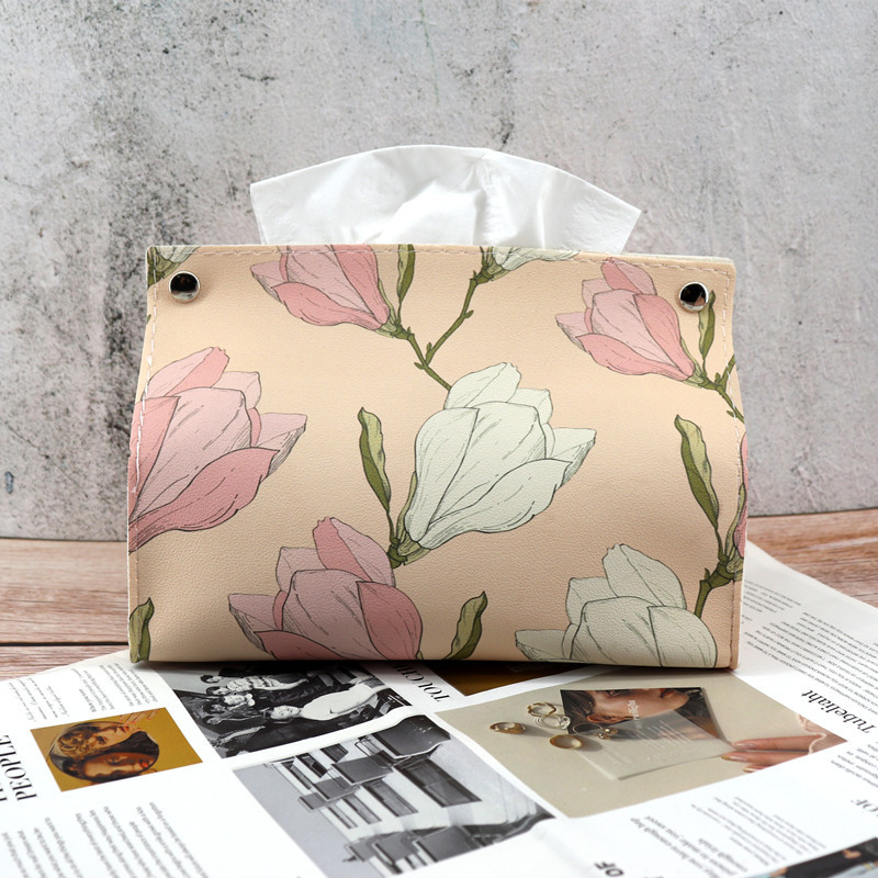 Caja de pañuelos de cuero con forma de flor para el hogar, baño, sala de estar, escritorio, hotel, casa de huéspedes, coche, portátil