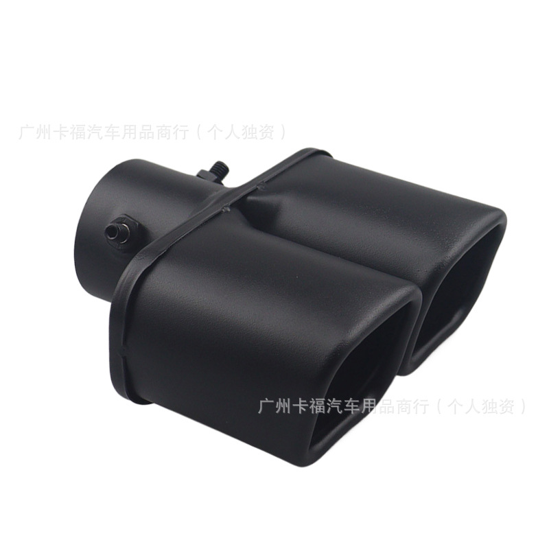 Car Modification Dual Square Exhaust Pipe Universal Tailpipe, One-To-Two Tailpipe Single Tube Square Mouth with Mesh Silencer
