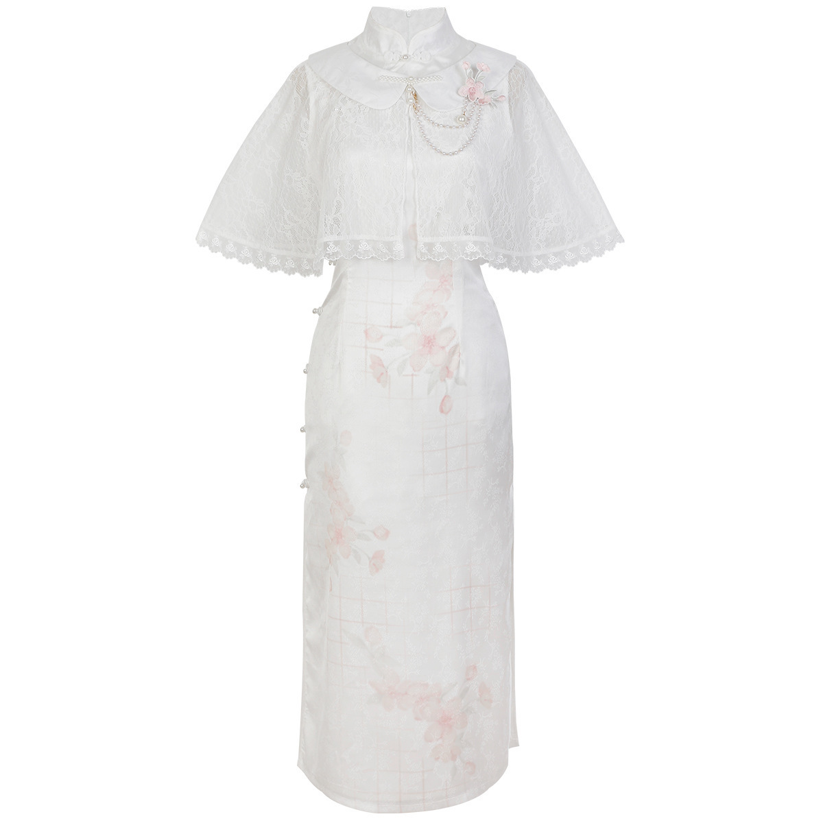Diseño original de nuevo estilo de cara de flor de melocotón estilo chino retro diario elemento Han mejorado conjunto de cheongsam 8631