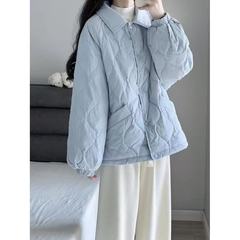 春秋新款轻薄羽绒棉服女面包服宽松翻领韩版短款棉衣外套潮