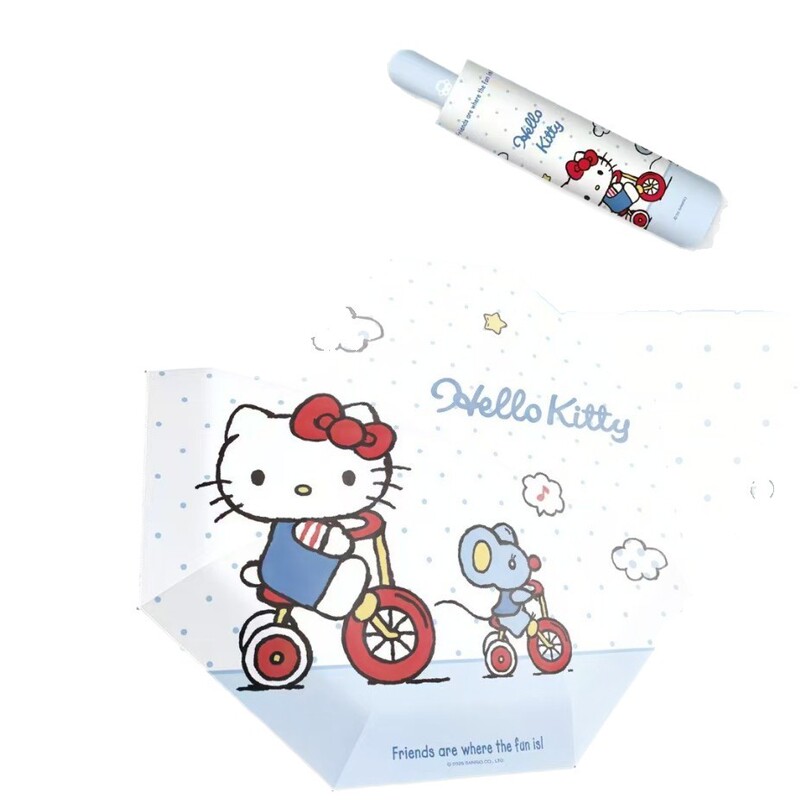 三丽鸥正版HelloKitty蓝色系自动伞可爱卡通夏季防晒晴雨伞黑胶|undefined