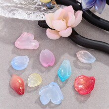 立体玻璃渐变多色花瓣饰品配件 diy手工古风发簪汉服头饰制作材料