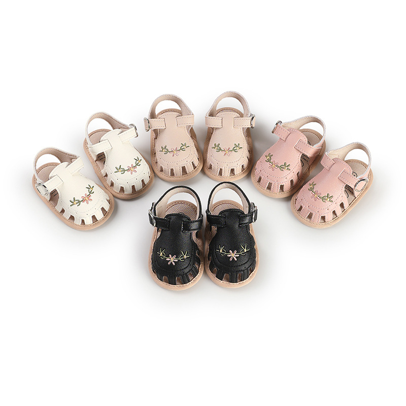 Summer 0-12 Months Newborn Soft Cloth Low Baby Shoes Breathable Cut Out Toddler Shoes Female Baby Sandals