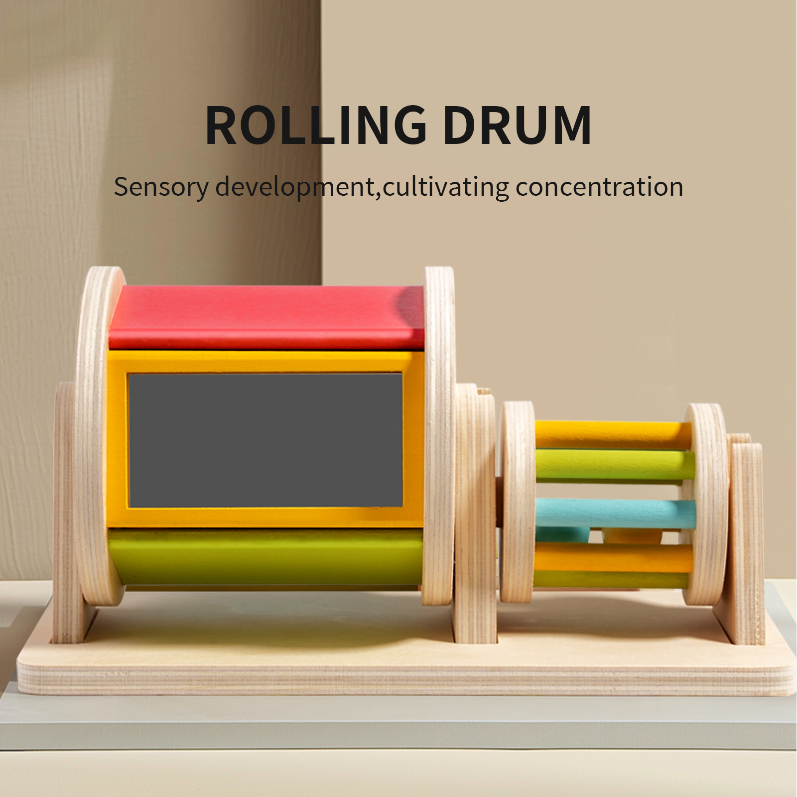 Tambor textil de madera, juguetes de concentración sensorial cognitivo de color infantil, coordinación mano-ojo, ayudas didácticas tempranas Montessori