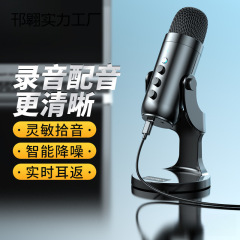 直播麦克风usb有线台式电脑桌面降噪录语音游戏网红主播专用话筒