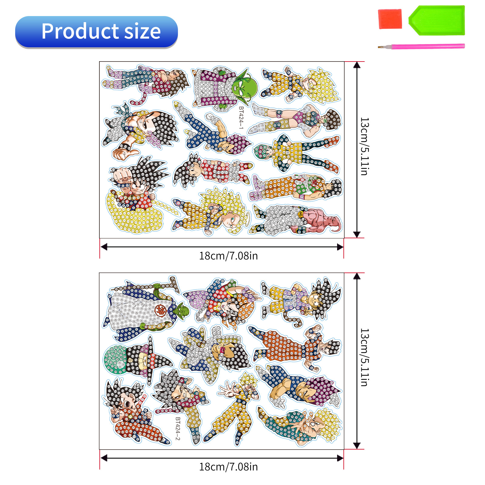 En stock DIY diamante pintura libre pegatinas de dibujos animados Dragon Ball wukong pegatinas de pared pegatinas hechas a mano cristal brillante diamante