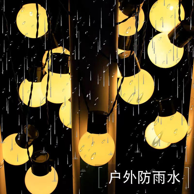 Outdoor camping atmosphere light waterproof battery LED G50 large round ball string solar canopy tent decoration colorful lights