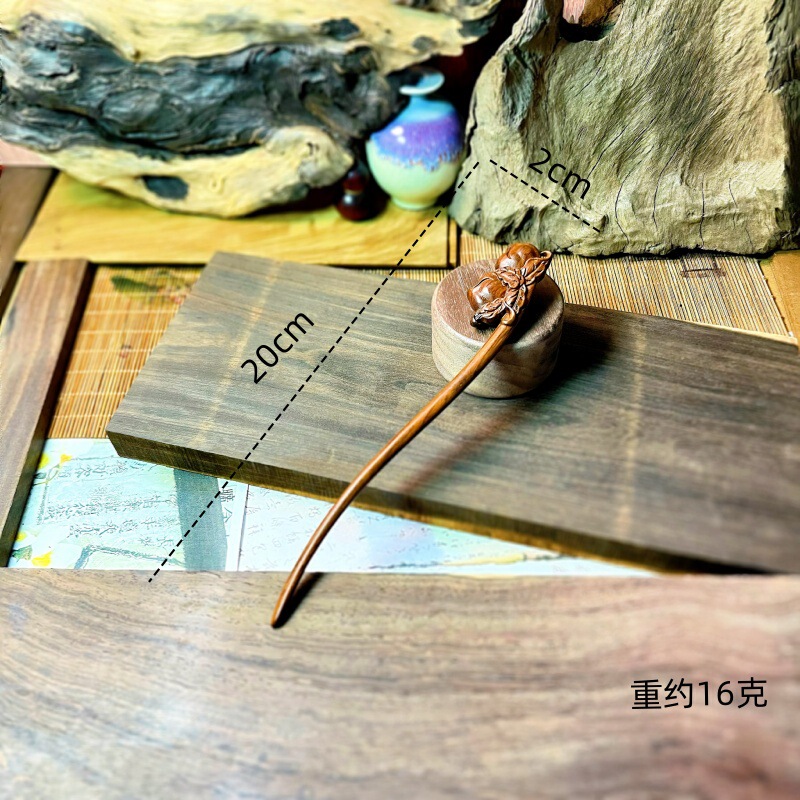 新中式金丝檀发簪木制品雕刻簪子汉服头饰古风挽发木簪高级盘发钗|undefined