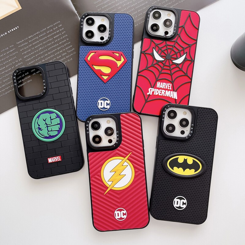 Cartoon 3D Stereo Silicone Skin Captain America Marvel Trendy Mobile Phone Case 14Pro Apple 13Pro Max