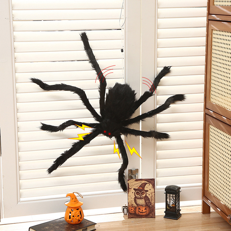 New Halloween Spider Black Voice Controlled Lift Spider Secret Room Haunted House Decoration Halloween Party Dress up Props New Halloween Spider Black Voice Controlled Lift Spider Secret Room Haunted House Decoration Halloween Party Dress up Props