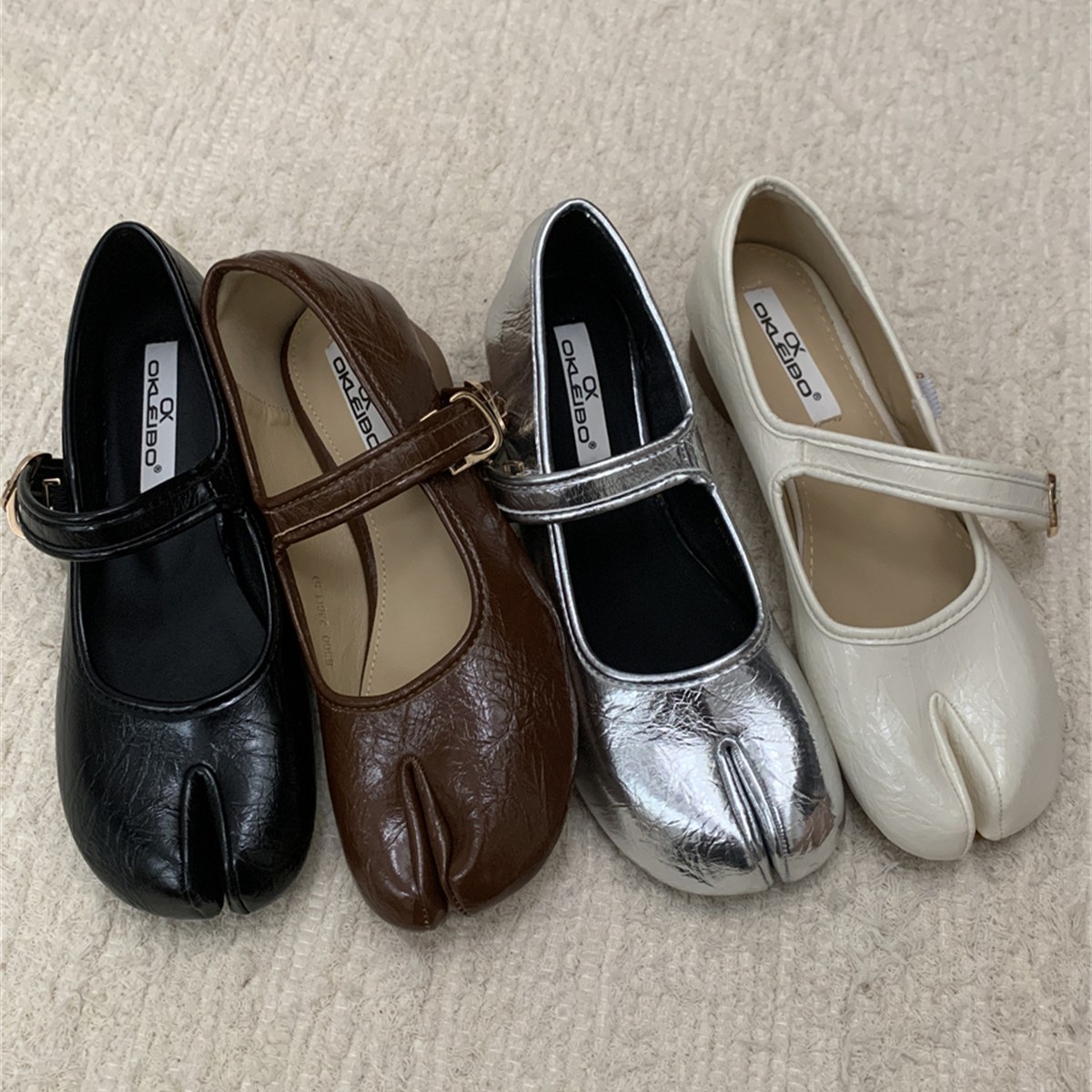 Women's Spring And Autumn New French Retro Style Fairy-like Casual Soft Leather Flat Mary Jane Shoes With Split Toe_vogvips.com