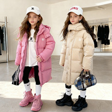 2025冬款韩版长款羽绒服童装洋气中大童外套运动风保暖时尚潮批发
