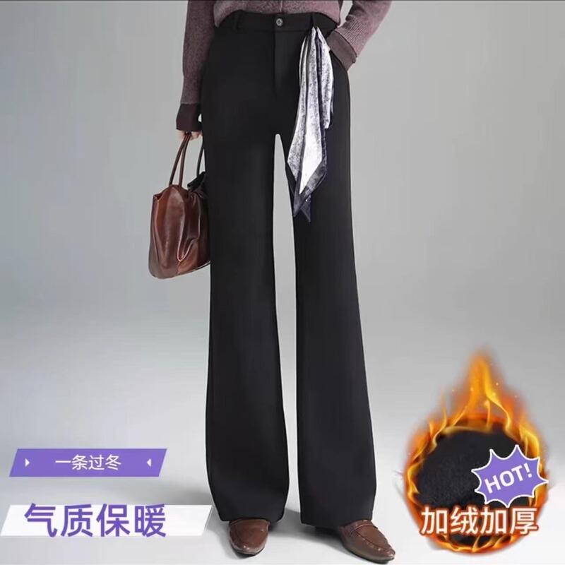 K860 New Winter Velvet Thickeneded High-Waisted Bootcut Pants Horseshoe Pants Flared Pants Wy