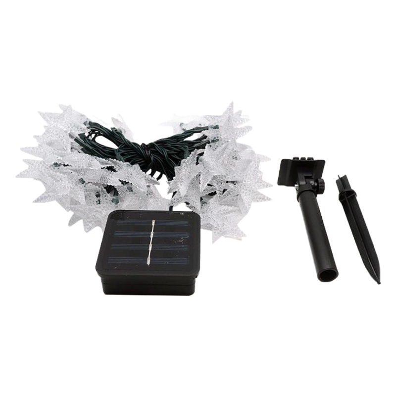 Solar estrella de cinco puntas estrellada LED estrella luz cadena patio paisaje luz con vacaciones de Navidad luz decorativa al aire libre