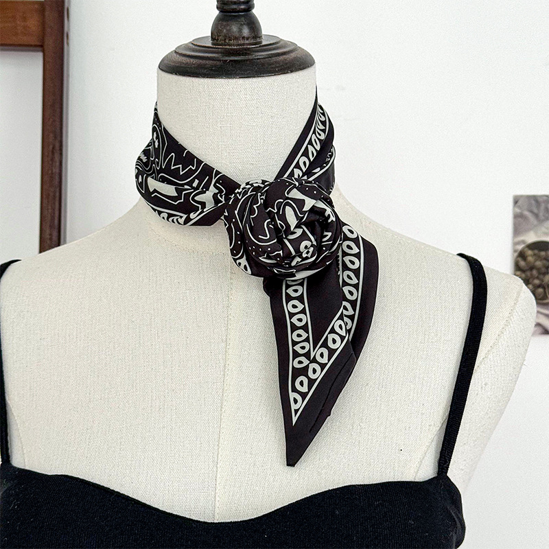 Bufanda de seda, atmósfera coreana, nuevo temperamento, cinta de esquina afilada de moda, cinturón de seda de imitación, bufanda con cuello