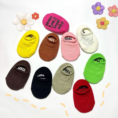 ins new children's socks candy solid color fluorescent color vertical stripes cute baby shallow socks Korean version trendy and fresh