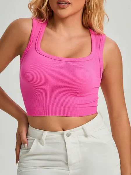 Yiwu factory Amazon new large square collar thread yoga sports vest underwear inside and outside wear running quick drying