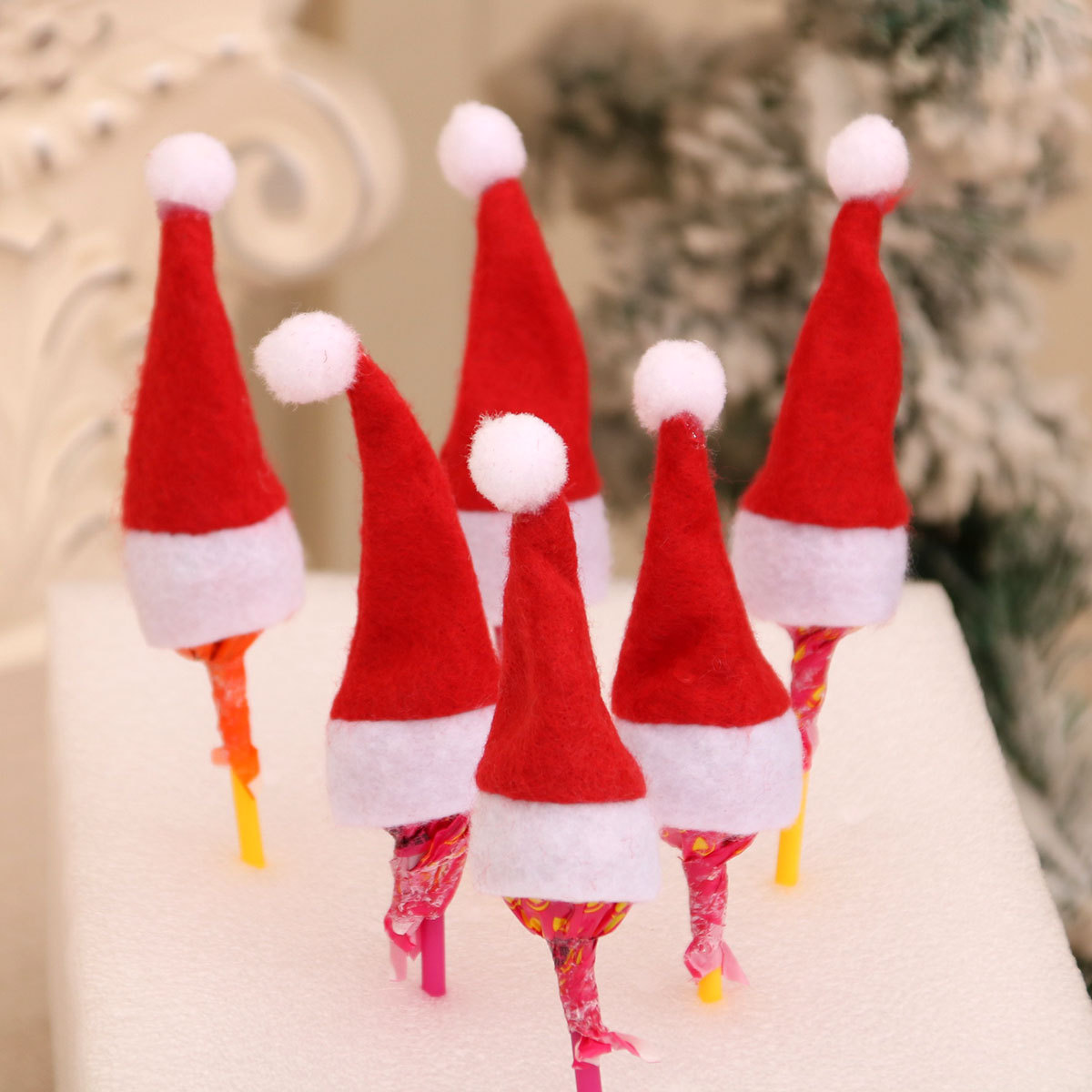 Adornos navideños gorro de piruleta gorro de bola pequeña gorro de decoración navideña mini sombrero no tejido